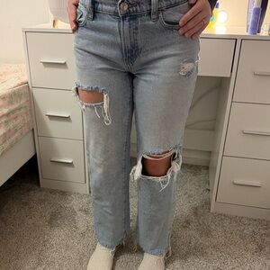 PacSun Light Blue Ripped Straight Leg Jeans